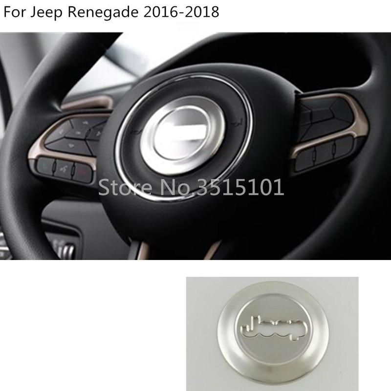 Car Detector Stick Cover Stainless Steel Steering Wheel Interior Kit Trim Frame 1pcs For Jeep Renegade 2016 2017 2018