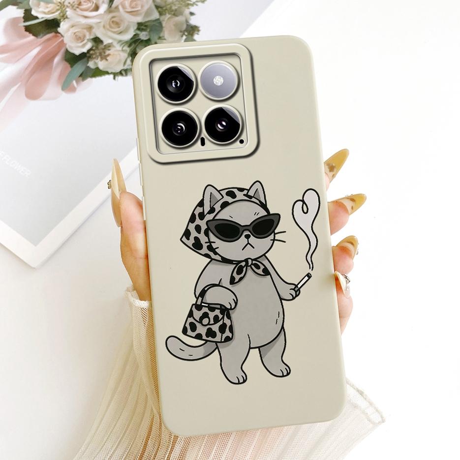 For Xiaomi Mi 14 Pro Case Cool Owl Dragon Painted Cover Soft Silicone Matte Phone Case For Xiaomi 14 Pro Mi14 5G Back Cover Bags