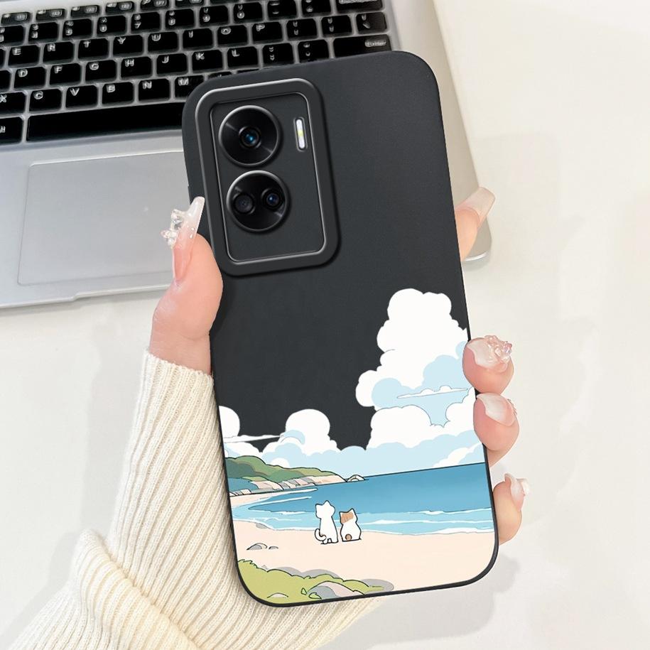 For Honor 90 Lite Case CRT-NX1 Shockproof Cover Popular Flower Soft Liquid Silicone Phone Case For Honor 90 Lite 2023 Funda 6.7"