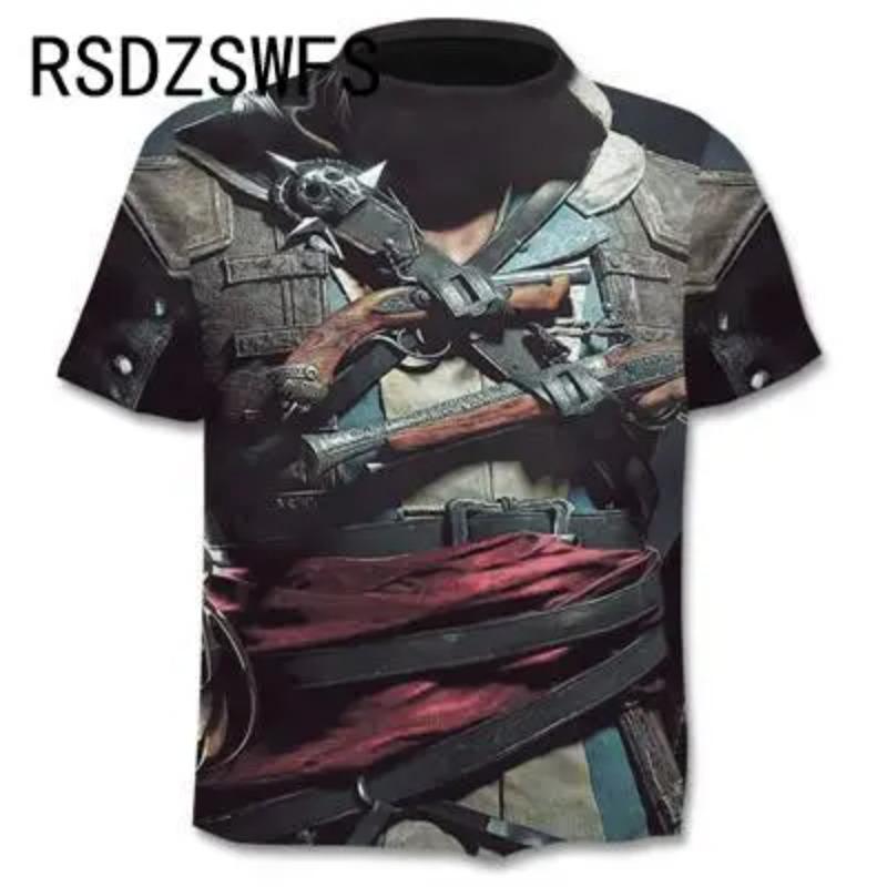 Round Neck 3D Skull Printed Top Fashionable Casual Short Sleeved Men's T-shirts - Soft Medium Stretch Polyester Fabric Summer Relaxed Fit Clothing