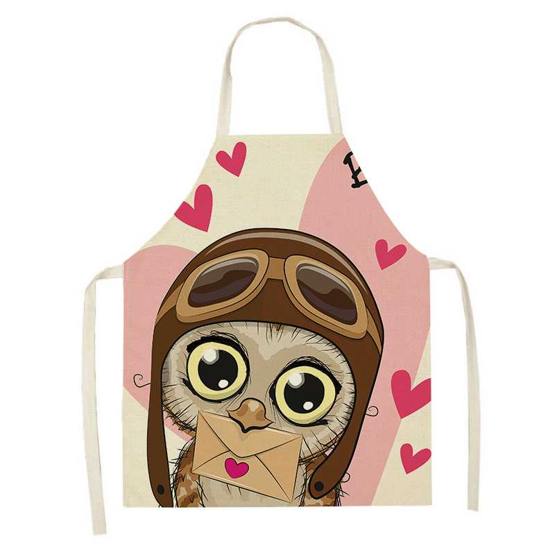 Cartoon Owl Printed Kitchen Apron Antifouling Waterproof Sleeveless Home Cleaning Tools Restaurant Chef Bib Cooking Accessories