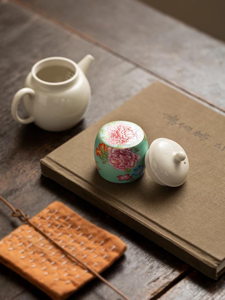 Porcelain Teapot Lid Stand Floral Enamel Chinese Gongfu Tea Ceremony Accessory Home Decor