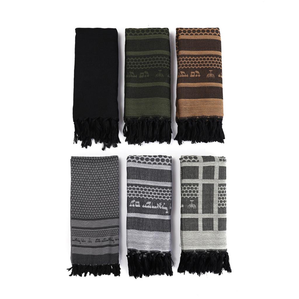 Arab Scarf Jacquard Pattern Adult Tactically Shemagh Scarf Middle Eastern Style Keffiyeh Anti Uv Dustproof Arab Scarf
