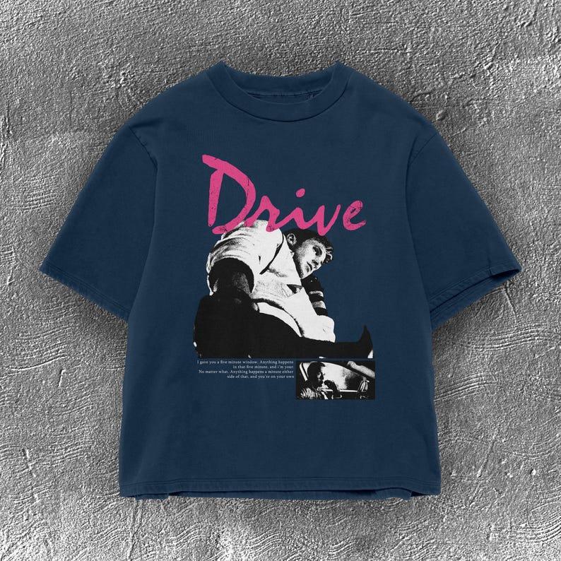 Drive Movie Retro Graphic T‑Shirt Unisex Loose Soft Cotton Short Sleeve Tee Vintage Film Poster Print Oversized Casual Streetwear Top for Men Women