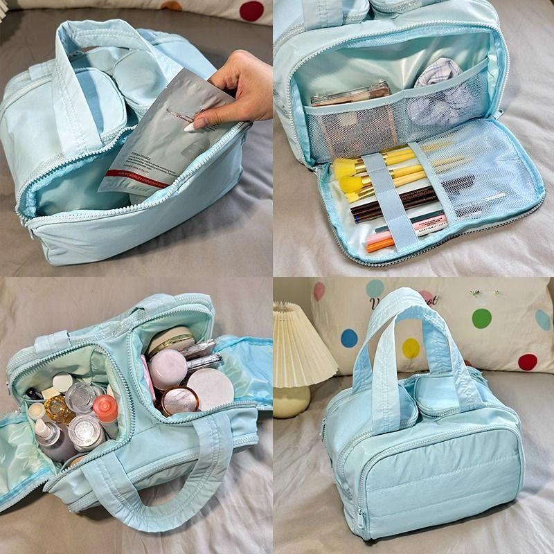 Large Double-Wide Fluffy Makeup & Toiletries Travel Bag for Women