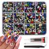 DIY Nail Art Kit With 3mm AB Transparent Flat Back Rhinestones 12 Compartments For Crafts And Fashion