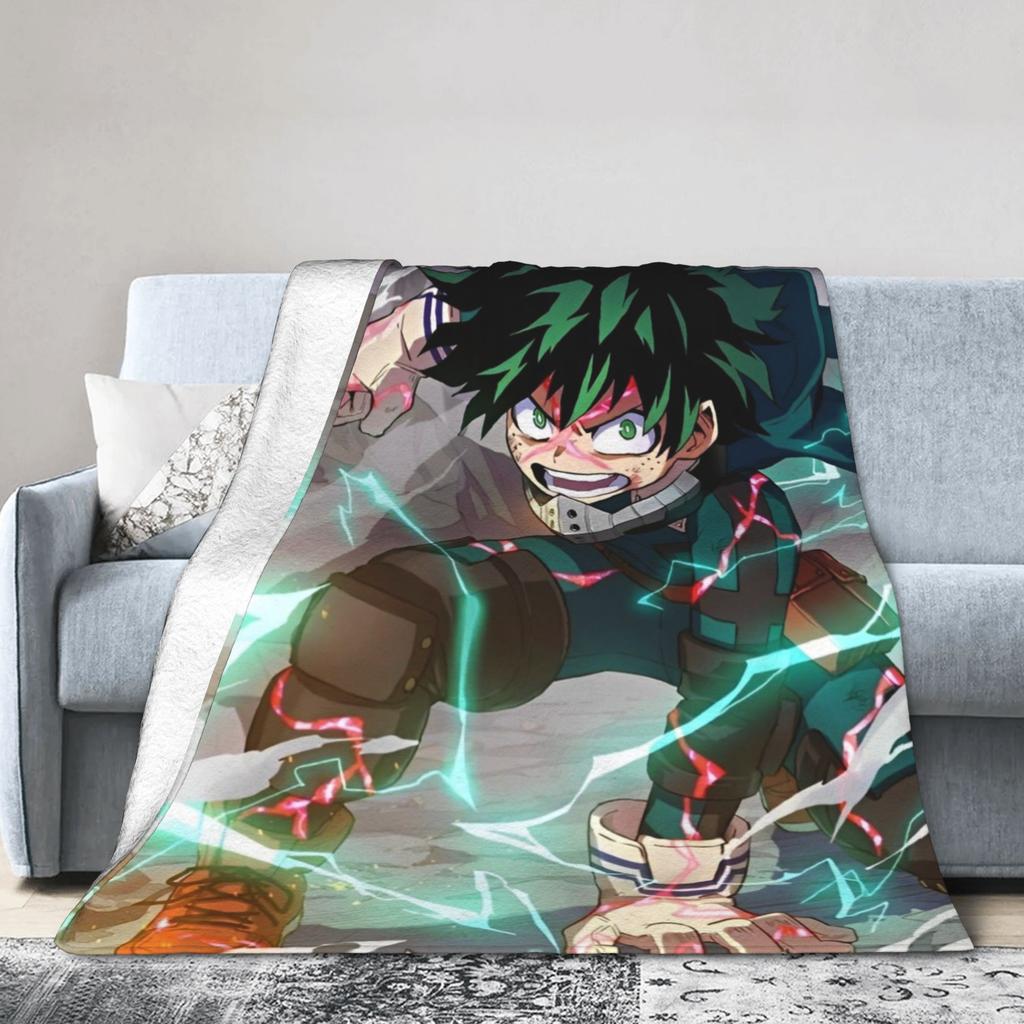 Izuku Midoriya Coral Fleece Plush Throw Blanket Academy Anime Manga Blanket for Home Bedroom Warm Bed Rug