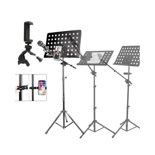 LUCKY TREE Multifunctional Music Stand, Foldable and Portable, Meets a Variety of Needs, 3-in-1 with Microphone Stand, Music Stand, and Mobile Phone S