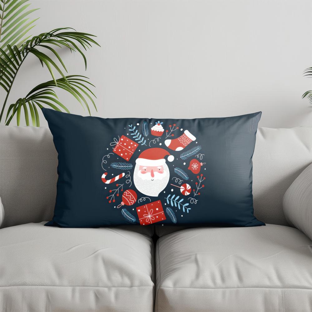 Home Decor Merry Christmas Reindeer Pillow Cover Suitable For Sofa Bedroom Car Pillow Cover Cushion Rectangular Back Cushion
