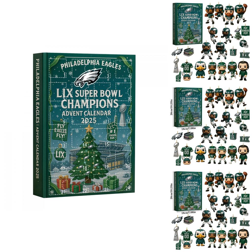 Calendar de Crăciun Philadelphia Eagles Cutie Oarbă Cu Ornamente Acrilice Pentru Cadouri de Petrecere de Sărbători