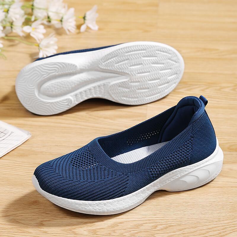 Large size women's shoes spring and summer new shallow mouth women's shoes flying woven shoes medium walking shoes casual shoes women