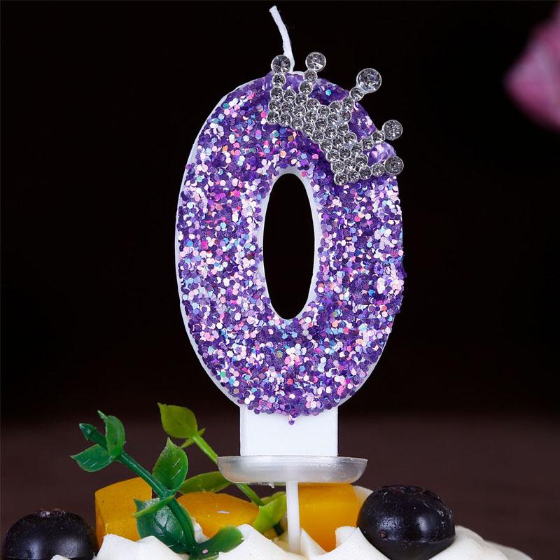 ’‘ Purple Crown Birthday Candles Number 0 1 2 3 4 5 6 7 8 9 Princess Cake Decoration Candles Anniversary Party Cake Topper