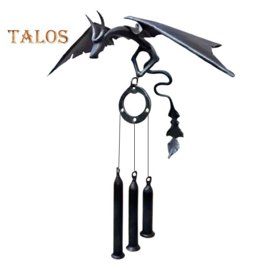 

Металлический колокольчик с изображением летящего дракона с 3 трубками, натуральная успокаивающая мелодия для сада, патио, уличного винтажного подвесного колокольчика с драконом, украшение чёрный