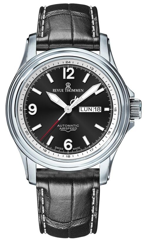 

Автоматичний годинник Revue Thommen Чорний День-Дата Швейцарського виробництва, 16040.2337, Чоловічий, чорний
