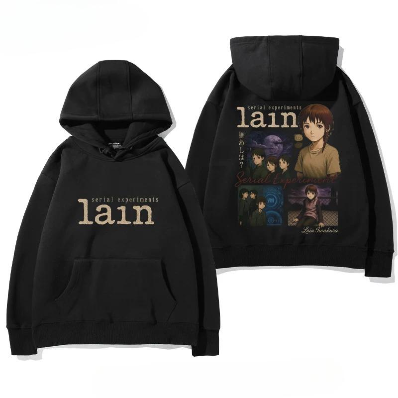 Serial Experiments Lain Funny Hoodie Hip Hop Graphic Sweatshirt Poleron Hombre Streetwear Harajuku Tracksuit Oversized Clothes