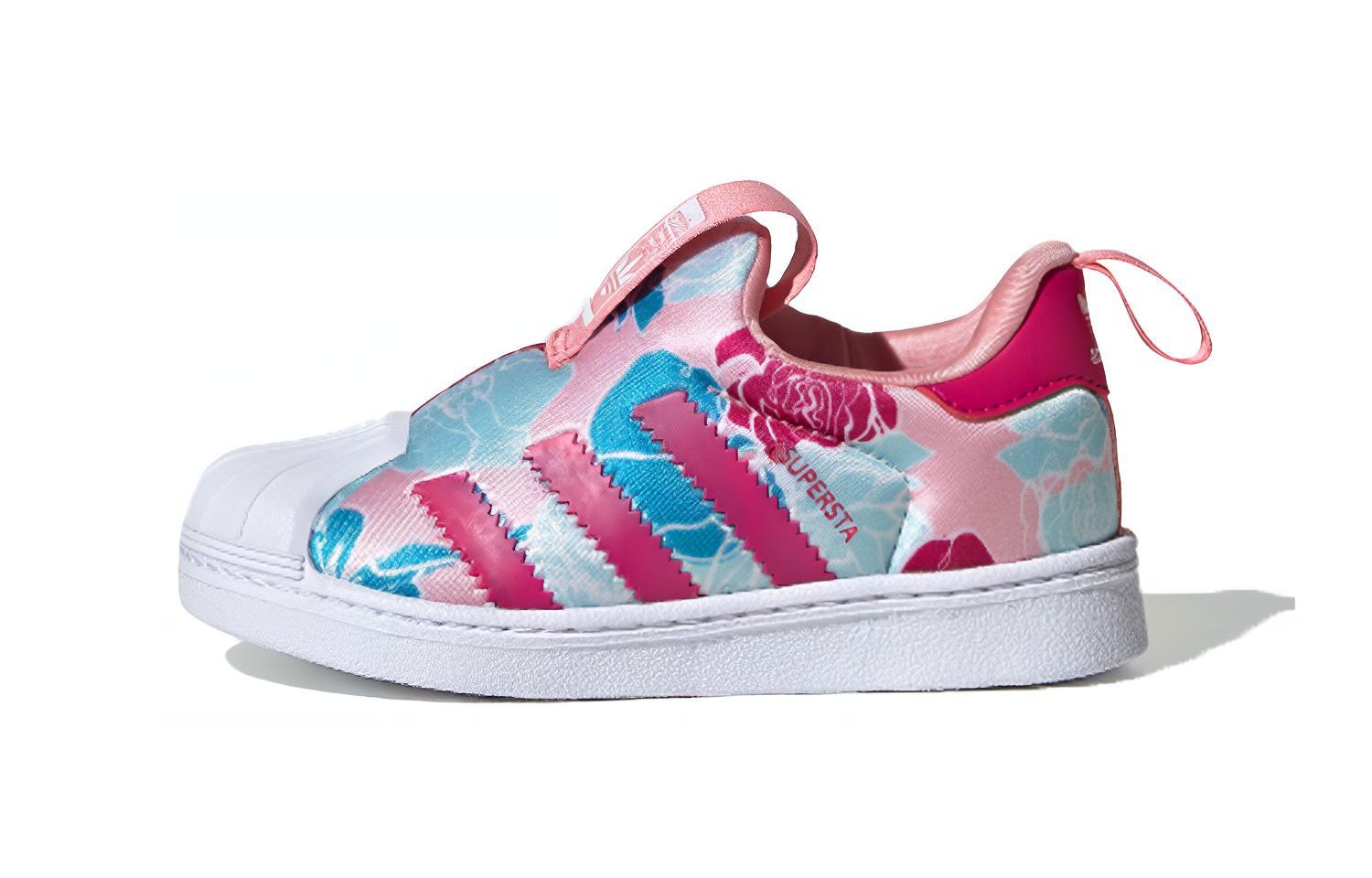 

Adidas Originals SUPERSTAR 360 Дышащие Низкие Кеды для Скейтбординга Розовый Синий Белый Для Младенцев и Малышей EF6641 20