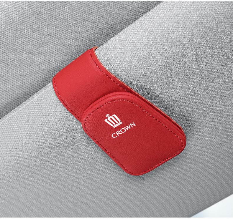 Car Accessories Sun Visor Sunglasses Holder PU leather Glasses Clip For Toyota Corolla Yaris Aygo Prius CHR Camry Auris Avensis