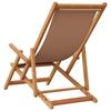 Folding Beach Chair Taupe Solid Eucalyptus Wood and Fabric