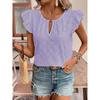 Jacquard V-Neck Push-Up Sleeve Short Sleeve T-Shirt Top,Women's