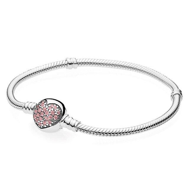 Moments Açacağı Kalp T-BAR Köpüklü Taç O Yılan Zincir Bilezik Fit Moda 925 Ayar Gümüş Bileklik Boncuk Charm DIY Takı