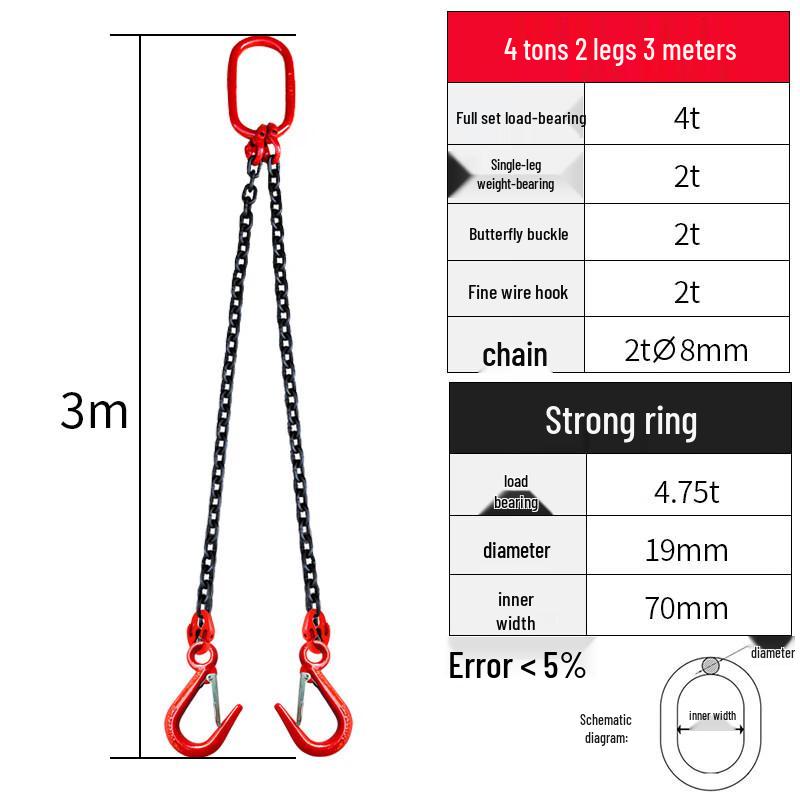 Jun Ding Ying 4-Ton 2-Leg Chain Lifting Sling Set