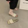 Fashion 2025 Flat Slippers Women's New Summer Square Head Woven Seaside Holiday Beach Shoes Non-slip Open-toe Large Size Women's Shoes
