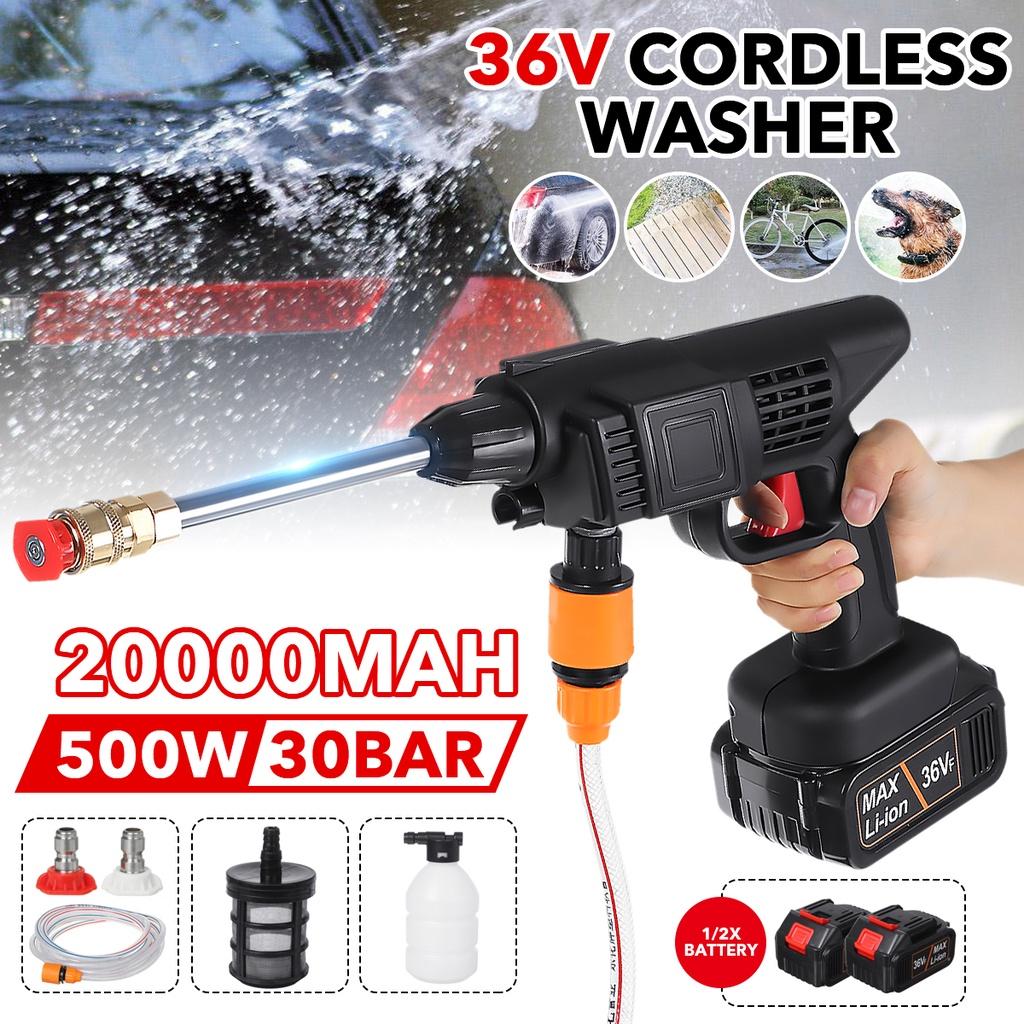20000mAh Cordless High Pressure Washer Electric Car Wash Protable Parkside Water Guns For 1/2PCS Lithium Battery 500W 36V