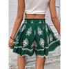 Fashion Summer Bohemian Vacation Women's Wide Leg Shorts High Waisted Casual Loose Female Shorts Printed Vintage Women's Beach Pants New