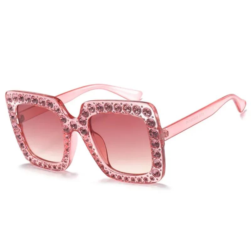 New Fashion  Luxury Designer Rhinestone Sunglasses ladies Square Oversized Shades Glasses Diamond Vintage Party Sunglasses