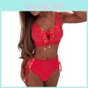 Elegant Lace High Waist Hollow Out Swimsuit Bandage Bikini Set For Women