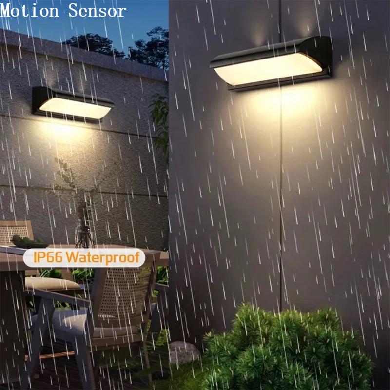 LED Motion Sensor Outdoor Wall Light IP65 Waterproof Modern Porch Lamp for Patio Balcony Garden Courtyard Entryway Lighting