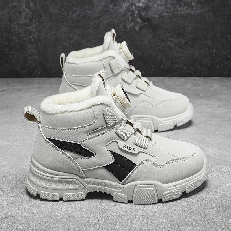 

Новые детские зимние ботинки с вращающейся пряжкой, хлопковые ботинки Martin 28 бежевый