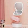 Compact LED Makeup Mirror with Three-Color Lighting, Portable Folding Design, and Double-Sided View