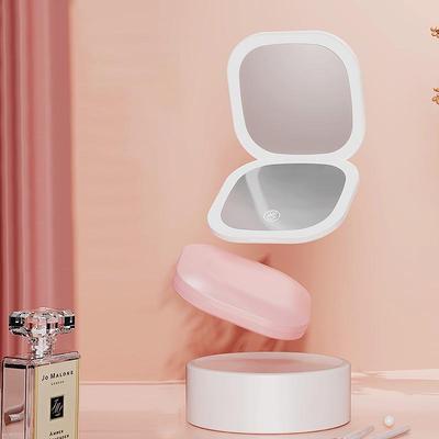 Kompaktní LED zrcátko na make-up se tříbarevným osvětlením, přenosným skládacím designem a oboustranným pohledem