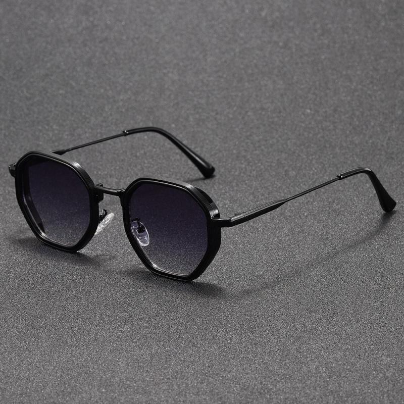 1PCunisex Round Metal Fashionable Sunglasses, Retro Style, Fashionable Basic Model, Classic Color Contrast Matching