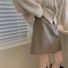 Plus Size High Waist PU Leather A-Line Midi Skirt for Pear-Shaped Women - Bodycon & Slimming Design