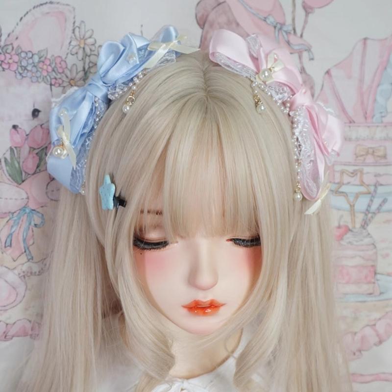 Elegante Fermaglio per Capelli con Fiocchi Grandi in Stile Anime con Frange di Perle Finte Fermaglio alla Moda per Tea Party e Servizi Fotografici
