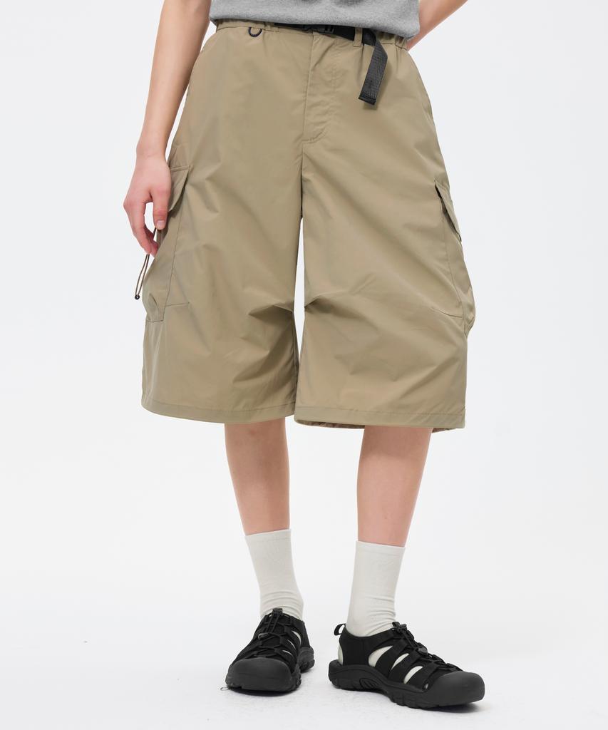 TRILLION Utility Belt Multi Cargo Bermuda Shorts_Beige