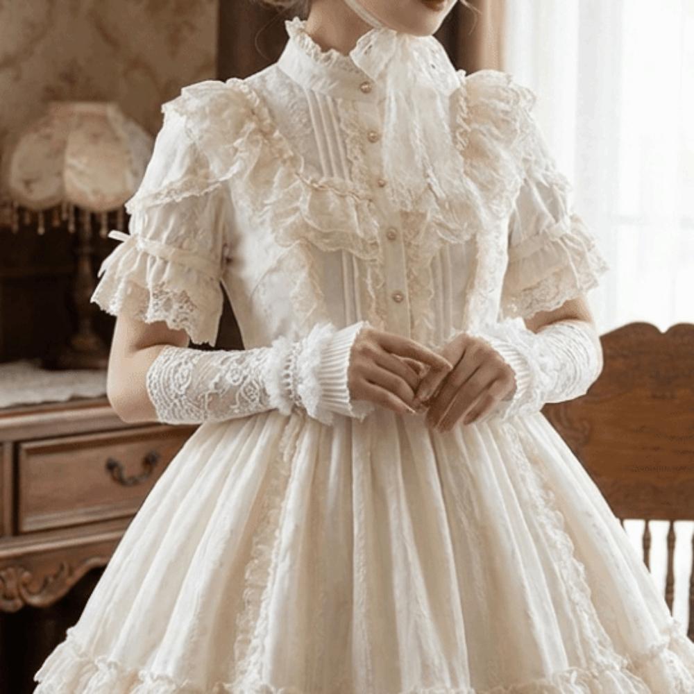 Mesh Lace Arm Sleeves Ruffle Cuffs Wrist Sleeves Vintage Decorative Gloves  Party Costume