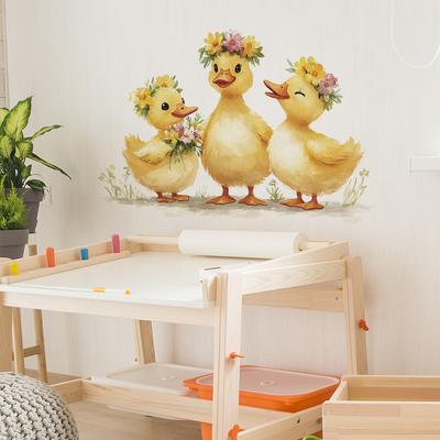 Calda Famiglia di Anatroccoli Gialli Camera da Letto Soggiorno Studio Casa Sfondo Abbellimento e Decorazione Adesivi Murali