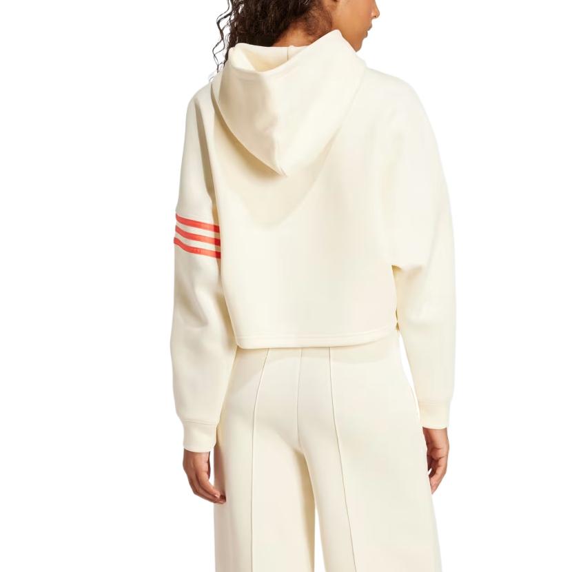 adidas Felpa con cappuccio Originals Neuclassics Moda Confortevole Semplice Versatile Ampia Manica Lunga Felpa Donna felpe Bianco Sporco JI8502