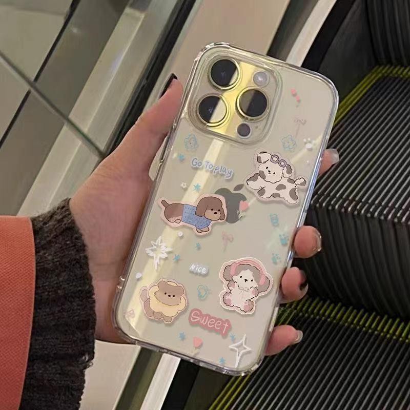 Cute Korean Style iPhone 17 Pro Max Puppy Case, Soft and Trendy for Apple 14, 15, and XR.