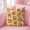 Caybara Cute Cushion Cover Natural Linen Pillow Case DoubleSided Print Decorative Sofa Pillowcase Home Decor Gift