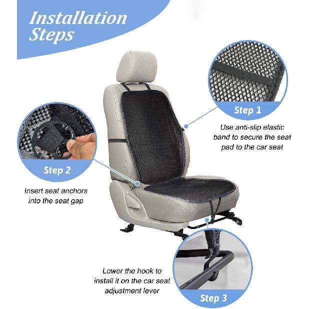 YUNZLAN Breathable 3D Air Mesh Car Seat Pad,Summer Cool Chair Seat, Car Seat Pads, Home Office Chair, Wheelchair 20" X 20" (Black, 1 Pack Seat Pad)