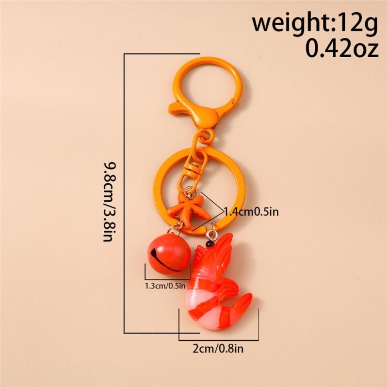 Cartoon Simulation Lobster Keychain Artistic Resin Pendant Bell Embellished Decoration For Girls Bag Accessories