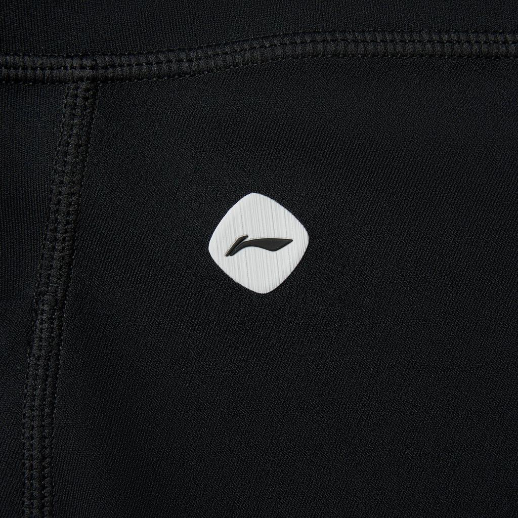 Li Ning Fitness Series Solid Color Mid-Rise Versatile Tight Sports Long Pants Women bottoms Black AULV024-1