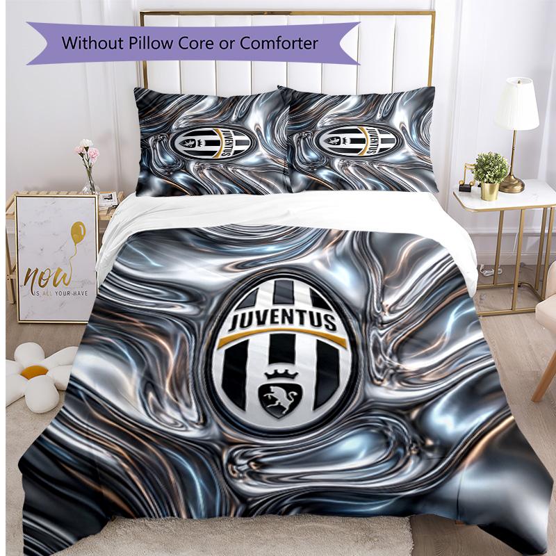 Set Biancheria da Letto 3 Pezzi con Stampa Pattern Juventus FC Morbido Delicato sulla Pelle Lavabile Copripiumino e Federe Set Stagione Unica Camera da Letto