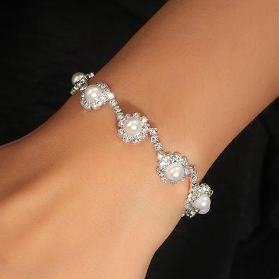 Niche Design Accessories Pearl Alloy Full Diamond Creative Necklace Crystal Round Simple Bracelet