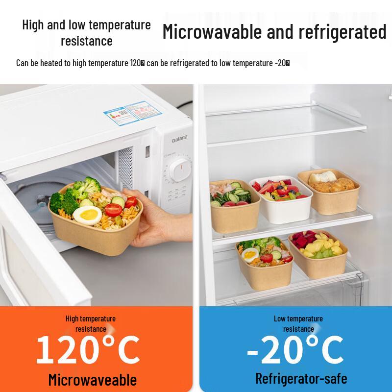 Kraft Paper Salad Takeout Box with Anti-Fog PP Lid