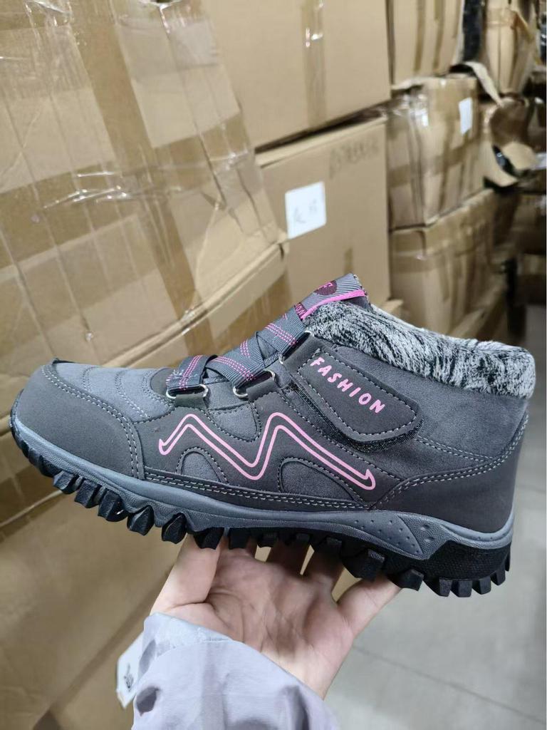 Women's Winter Snow Boots Velcro, Thick Sole, Warm Cotton, Plus Velvet